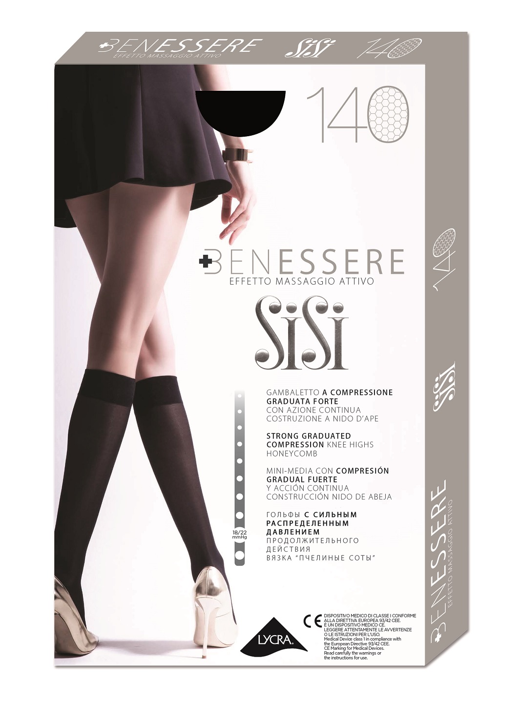 SISI – Gambaletto A Compressione Graduata 140 Den – Nero – Daino – Miele - immagine 3