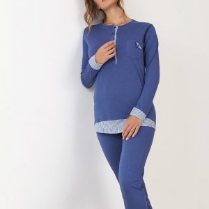 OHANA – Pigiama A Serafino Con Bottoni E Dettagli A Righe