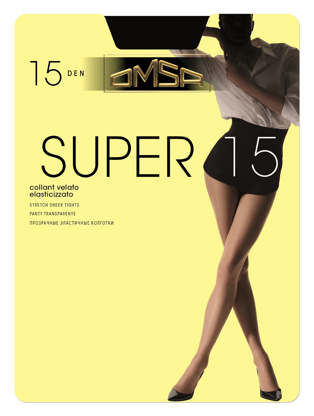 OMSA – Collant Velato 15 Denari Elasticizzato – Nero – Fumo – Sabbia – Caramello – Daino – Beige Naturel