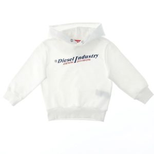 Diesel Felpa Bianca Con Cappuccio