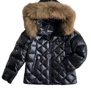 Blauer Giubbotto Con Bordo In Pelliccia