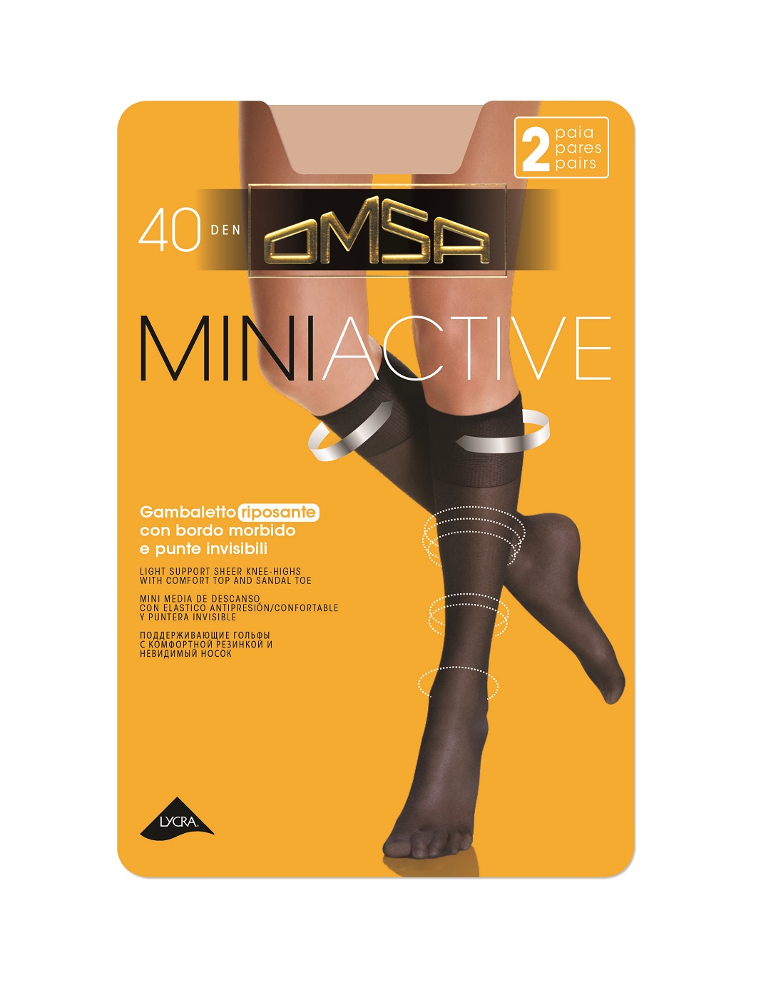 OMSA – Gambaletto Riposante 40 Denari Con Bordo Morbido – Nero – Daino – Beige Naturel