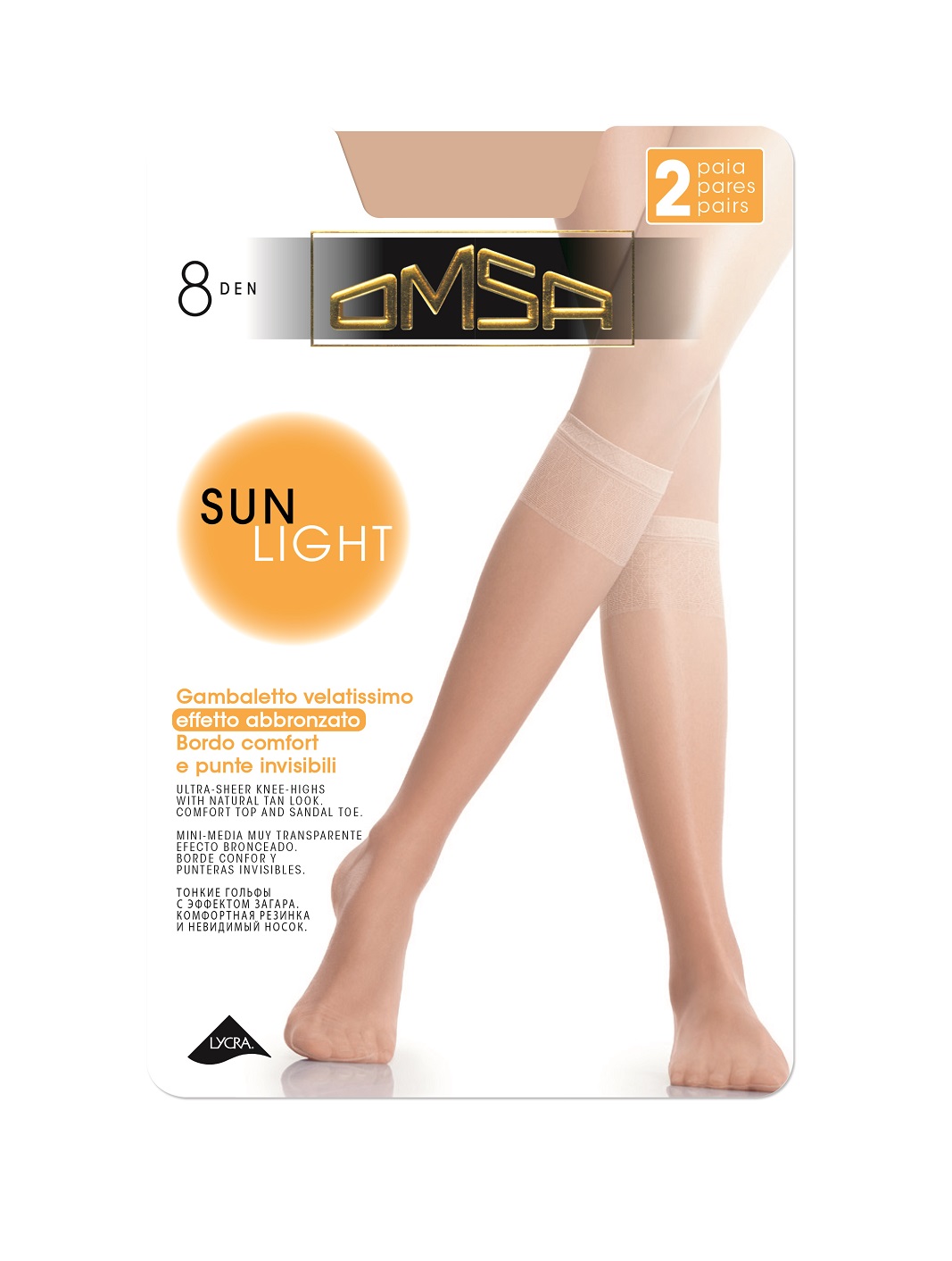 OMSA – Gambaletto Velato 8 Denari Effetto Abbronzato – Beige Naturel – Nero