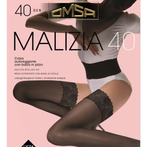 OMSA – Calze Autoreggenti Con Pizzo 40 Denari – Nero – Daino