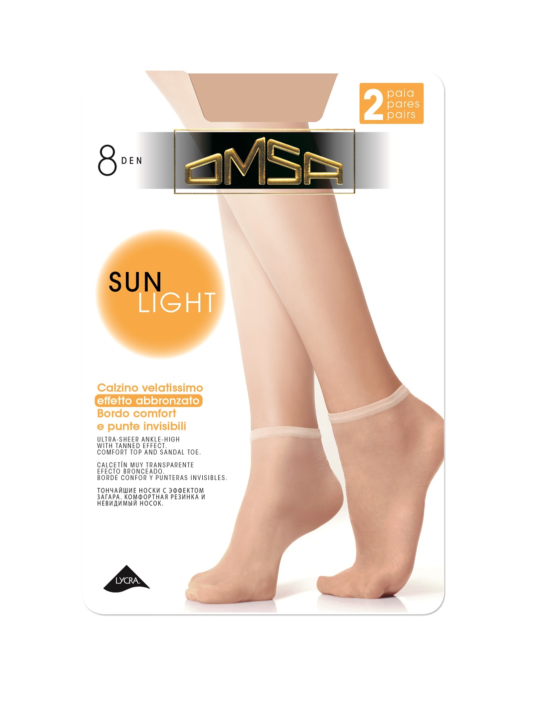 OMSA – Calzino Velato 8 Denari Con Effetto Abbronzante E Punte Invisibili – Nero – Beige Naturel - immagine 2