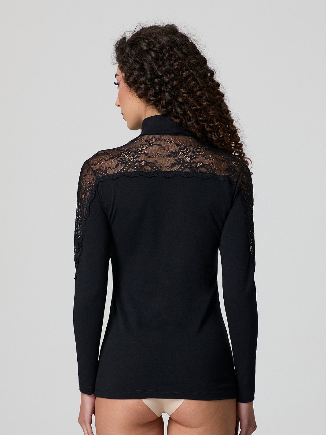 JADEA – Lupetto Sottogiacca Manica Lunga In Cotone Elasticizzato Con Pizzo - immagine 5