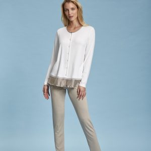 ANDRA – Pigiama Donna Aperto Con Dettagli In Raso