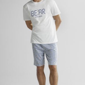 OFFICINA45 – Pigiama Corto In Cotone Jersey – White – Blu