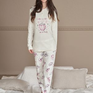 BISBIGLI – Pigiama “Coffee Is Like A Hug” – Panna