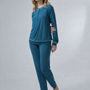 ANDRA – Pigiama Donna Serafino in Tessuto Morbidex con Piping