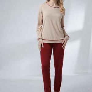 ANDRA – Pigiama Donna Rasogola in Tessuto Morbidex con Piping