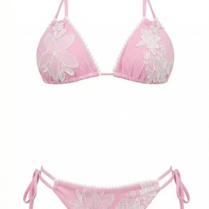 BIKINI A TRIANGOLO CON DETTAGLI FLOREALI IN PIZZO MISS BIKINI