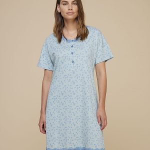 NOIDINOTTE – Camicia Da Notte Manica Corta – Verde Salvia – Rosa