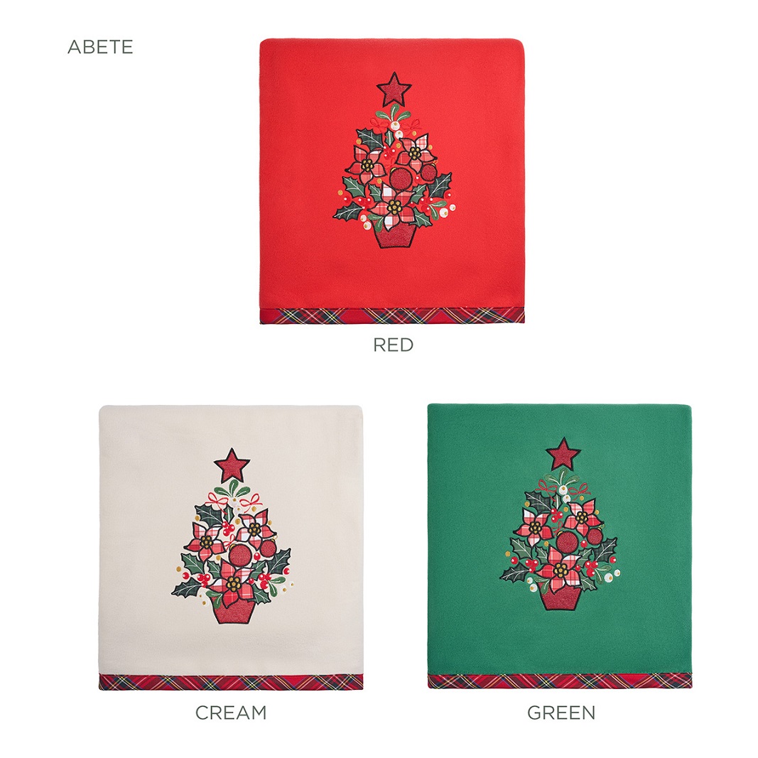 VINGI – Plaid Natalizio Con Ricamo Abete - immagine 3