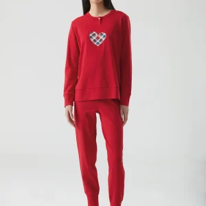 RAGNO – Pigiama “Cuore” Con Polsini In Caldo Cotone – Lampone