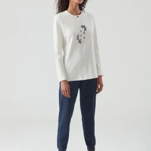 RAGNO – Pigiama “Love” In Caldo Cotone – Marino