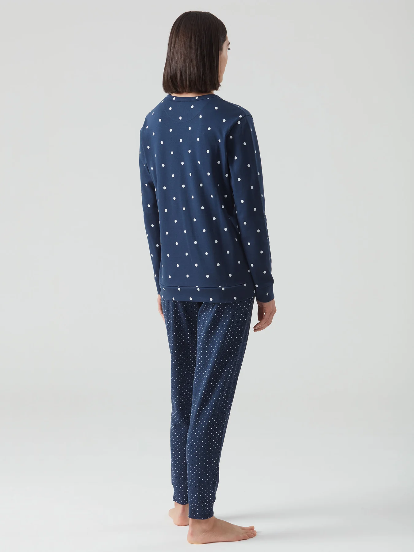 RAGNO – Pigiama Con Stampa A Pois In Caldo Cotone – Marino - immagine 4