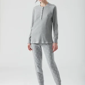 RAGNO – Pigiama In Caldo Cotone Con Stampa A Cuori – Grigio Mel.