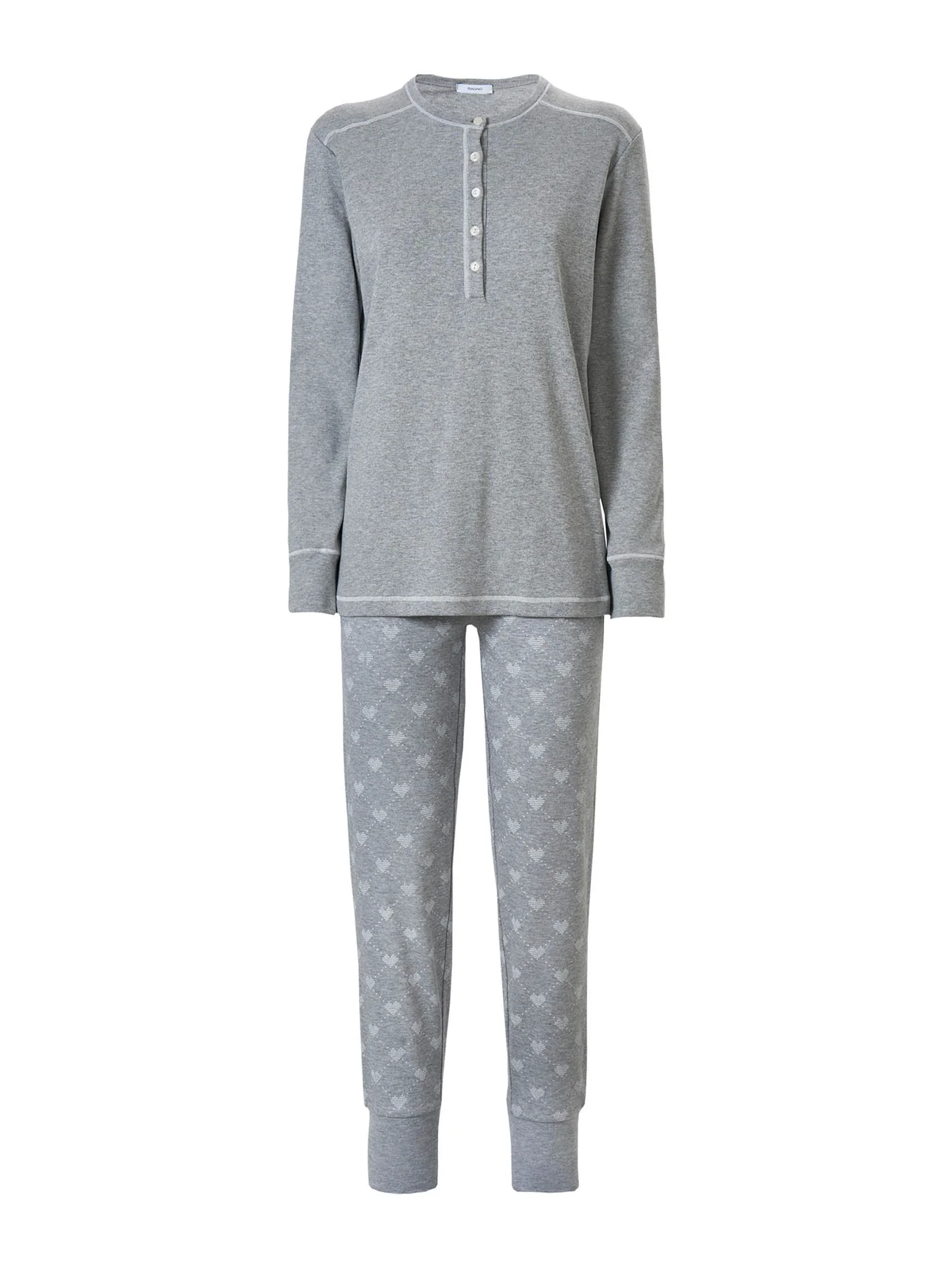 RAGNO – Pigiama In Caldo Cotone Con Stampa A Cuori – Grigio Mel. - immagine 5