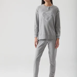 RAGNO – Pigiama “Cuore” In Caldo Cotone E Viscosa – Sasso Mel.