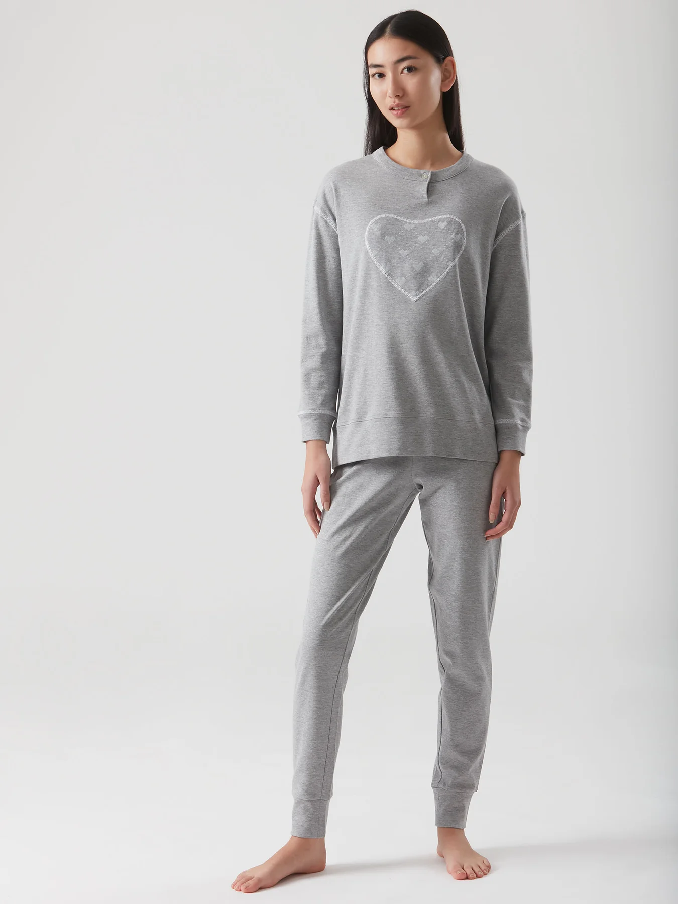 RAGNO – Pigiama “Cuore” In Caldo Cotone E Viscosa – Sasso Mel.