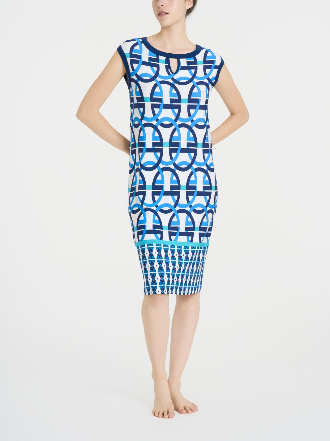 RAGNO – Vestito Estivo Smanicato A Tubino Con Fantasia A Cerchi