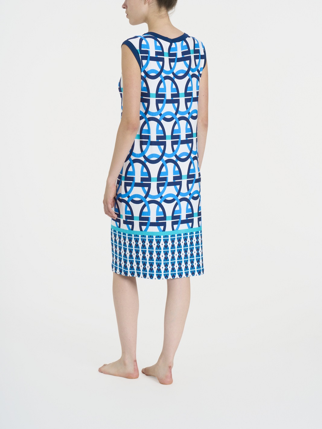 RAGNO – Vestito Estivo Smanicato A Tubino Con Fantasia A Cerchi - immagine 3