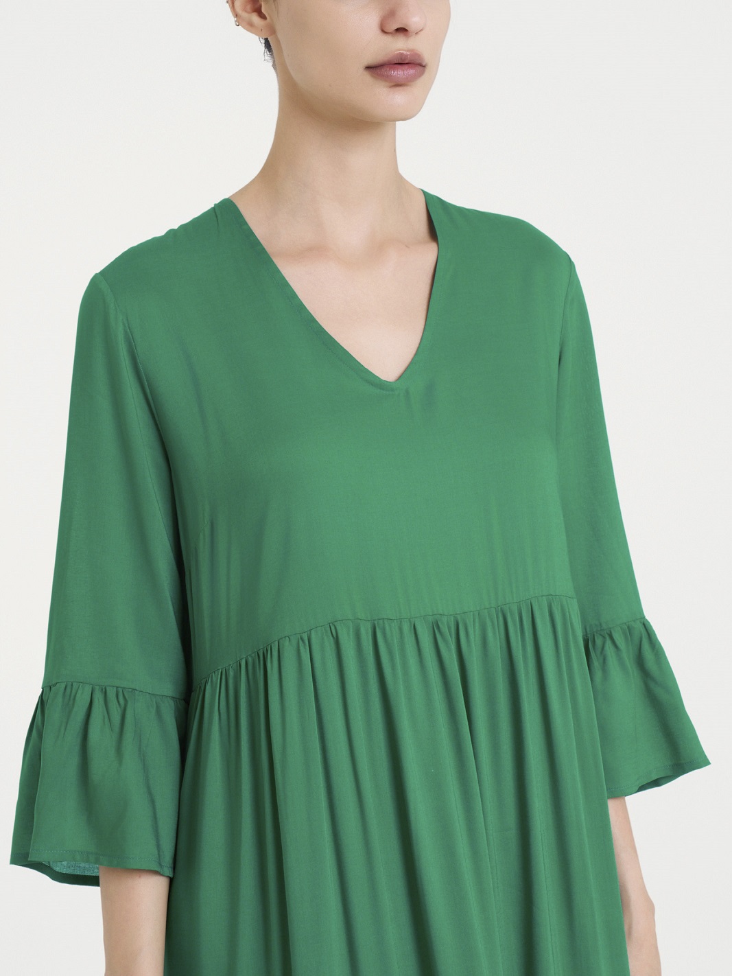 RAGNO – Abito Verde Lungo Estivo Da Donna In Viscosa Con Balze - immagine 4