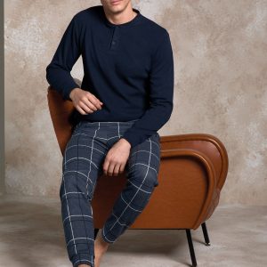 ENRICO COVERI – Pigiama Uomo In Punto Milano – Blu – Grigio