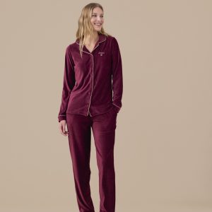 NOIDINOTTE – Pigiama Donna In Ciniglia Con Abbottonatura e Tasche