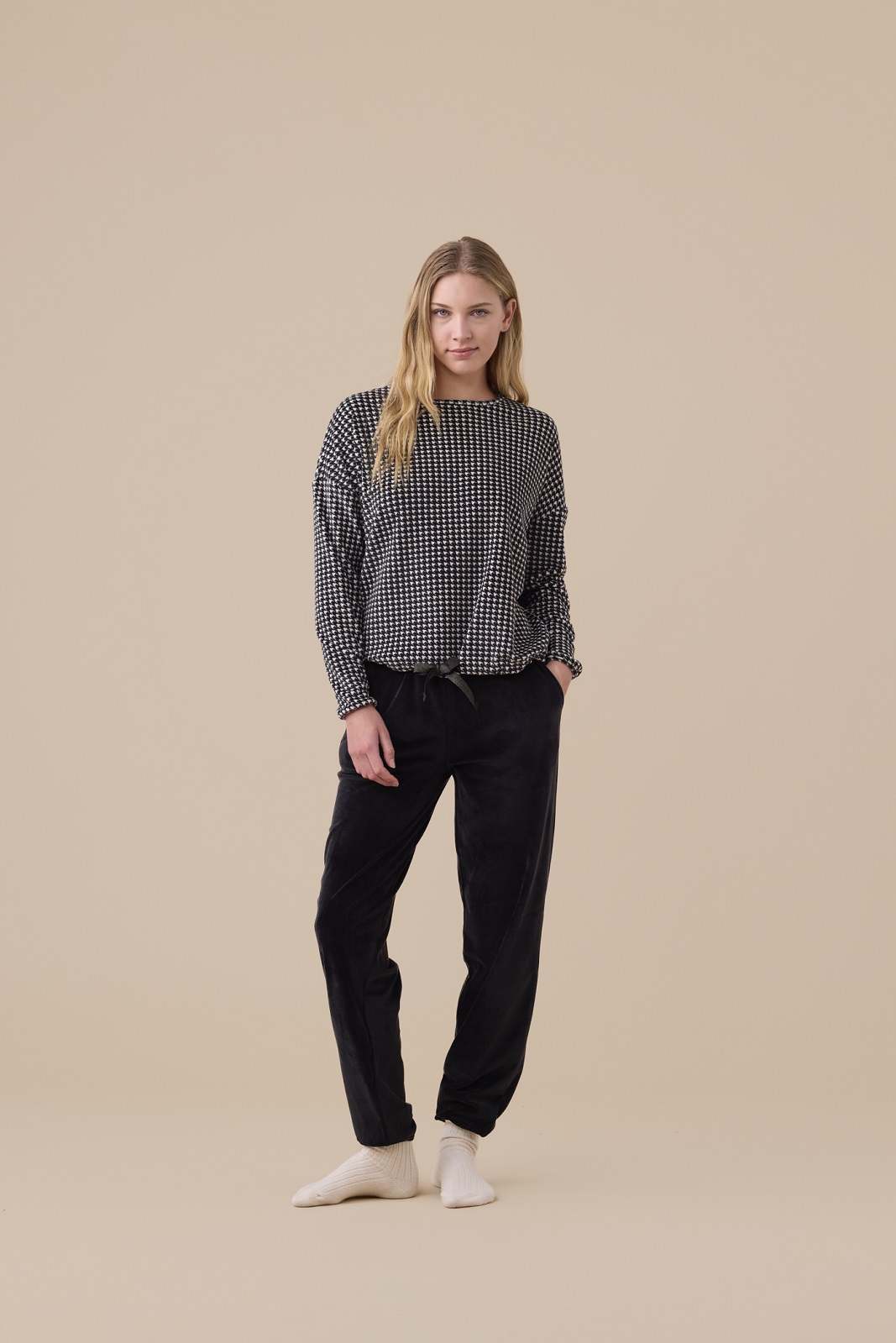 NOIDINOTTE – Completo In Ciniglia Felpata Con Stampa Pied-De-Poule