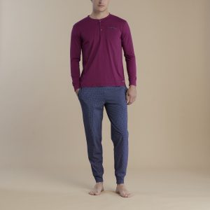 NOIDINOTTE – Pigiama Lungo Con Fantasia Micro Pois – Prugna – Ottanio