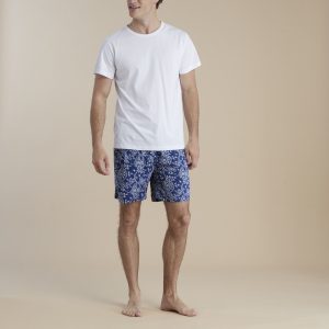 NOIDINOTTE – Pigiama Uomo Corto In Cotone Con T-Shirt Bianco E Pantaloncini Paisley
