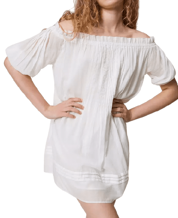 Abito corto in mussola con pieghe – Twinset - immagine 3