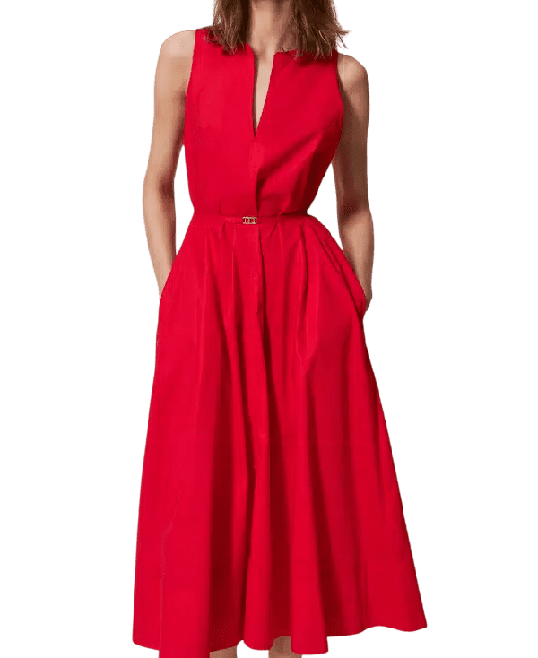 Abito lungo smanicato in popeline – Twinset - immagine 3