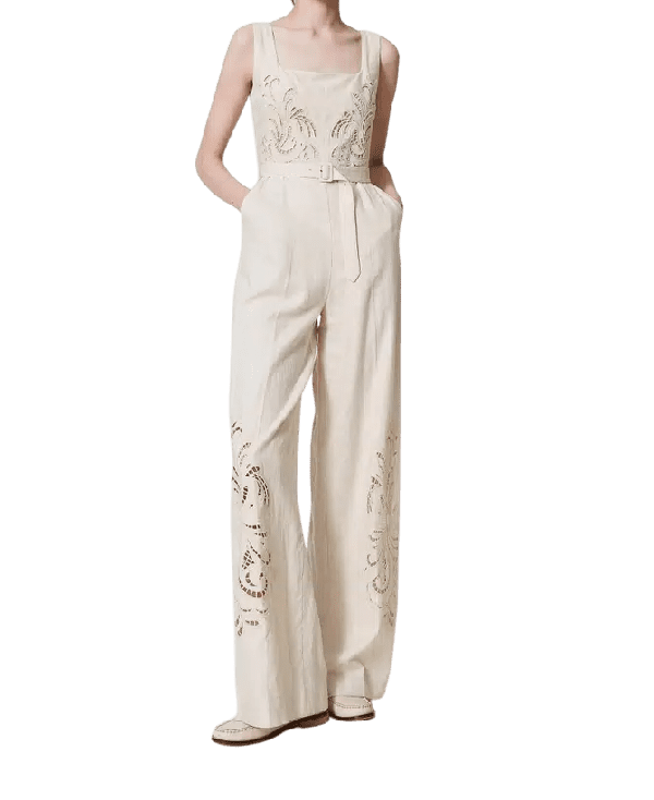 Tuta in misto lino con ricamo – Twinset - immagine 3