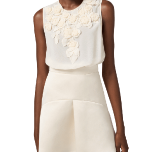 Abito in georgette e duchesse con rose ricamate – Elisabetta Franchi