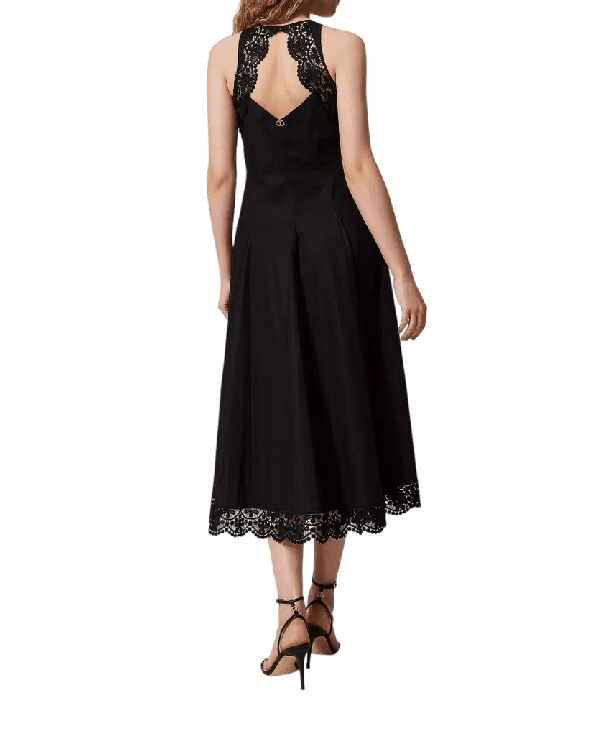 Abito lungo in popeline con pizzo – Twinset - immagine 4