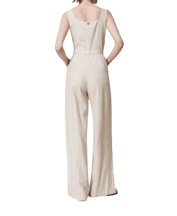 Tuta in misto lino con ricamo – Twinset - immagine 4