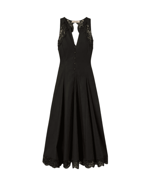 Abito lungo in popeline con pizzo – Twinset - immagine 2