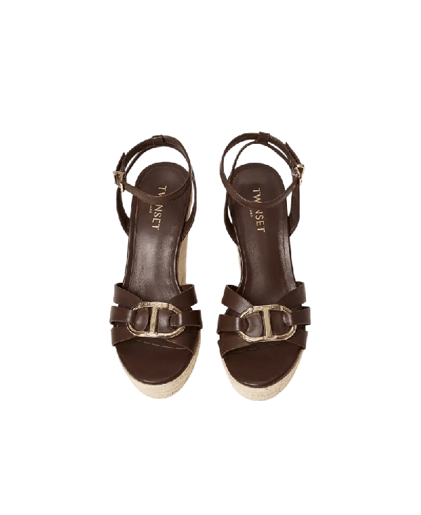 Sandali wedge in corda e pelle – Twinset - immagine 5