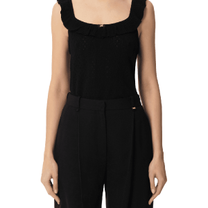 Top in maglia con ricami à jour e ruche – Elisabetta Franchi