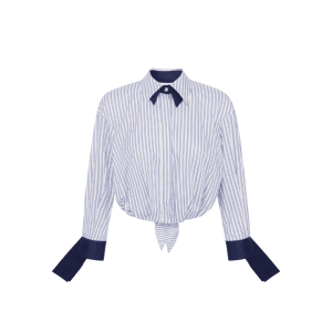 Camicia in popeline rigato con nodo sul retro – Elisabetta Franchi