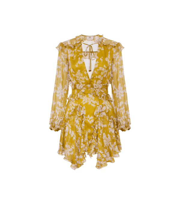 Abito stampato in voile di seta con ruches – Elisabetta Franchi - immagine 2