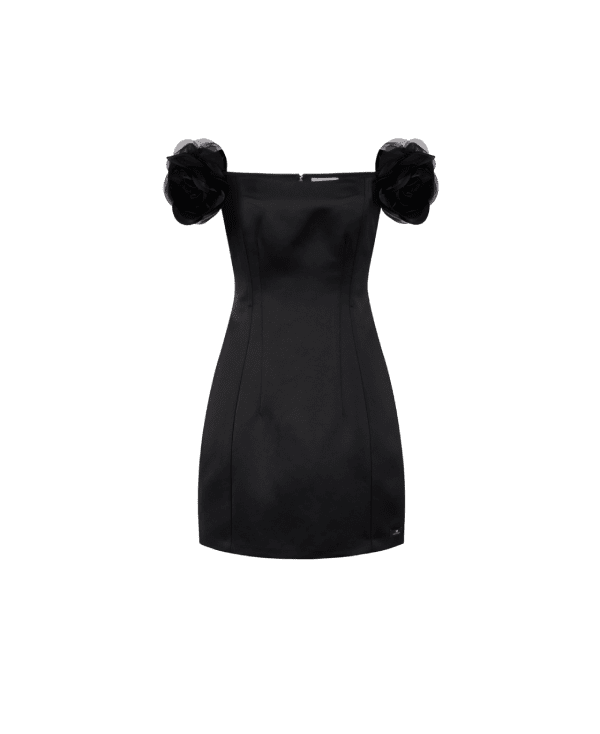 Abito in duchesse con fiori applicati – Elisabetta Franchi