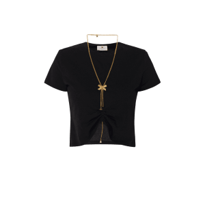 T-shirt in jersey con collana a fiocco – Elisabetta Franchi