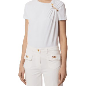 T-shirt in jersey con spilla gioiello – Elisabetta Franchi