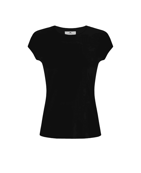 T-shirt nera in jersey con ricamo – Elisabetta Franchi - immagine 2