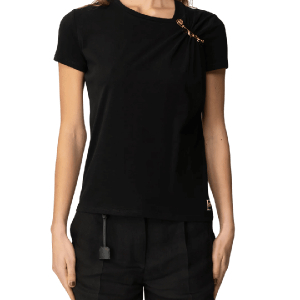 T-shirt in jersey con spilla gioiello – Elisabetta Franchi