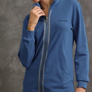 IL GRANCHIO – Tuta Homewear Donna In Cotone Felpato Con Felpa Full Zip